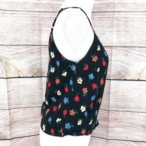 Madewell Black Button-Down V-neck Cami in Pressed Flowers Size 2 - Picture 4 of 12